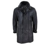 TruClothing Men's 3/4 Long Duffle Jacket Sheepskin in Black | Size: Medium TruClothing Black M