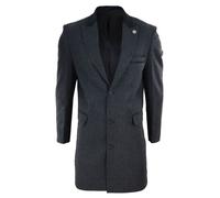 TruClothing Mens 3/4 Long Overcoat Jacket Herringbone Tweed Coat Fit