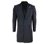 TruClothing Mens 3/4 Long Overcoat Jacket Herringbone Tweed Coat Fit