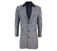 TruClothing Mens 3/4 Long Overcoat Jacket Herringbone Tweed Coat Fit