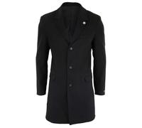 TruClothing Men's 3/4 Long Overcoat Jacket Wool Feel Coat Blinders - Black - 44