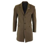 TruClothing Men's 3/4 Long Overcoat Jacket Wool Feel Coat Blinders - Brown - 38