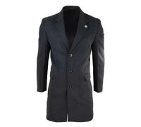 TruClothing Mens 3/4 Long Overcoat Jacket Wool Feel Coat Blinders Slim Fit