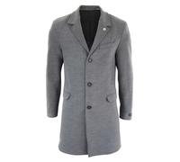 TruClothing Men's 3/4 Long Overcoat Jacket Wool Feel Coat Blinders - Grey - 48