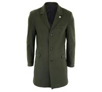 TruClothing Mens 3/4 Long Overcoat Jacket Wool Feel Coat Blinders Slim Fit
