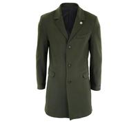 TruClothing Mens 3/4 Long Overcoat Jacket Wool Feel Coat Blinders Slim Fit