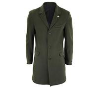 TruClothing Men's 3/4 Long Overcoat Jacket Wool Feel Coat Blinders - Olive - 40