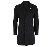 TruClothing Men's 3/4 Long Overcoat Jacket Wool Feel Coat Blinders - Black - 38