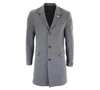 TruClothing Mens 3/4 Long Overcoat Jacket Wool Feel Coat Blinders Slim Fit