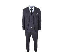 TruClothing Men's 3 Check Piece Tailored Fit Heritage Style Formal Suit in Charcoal | Size: 44R TruClothing Charcoal 44R
