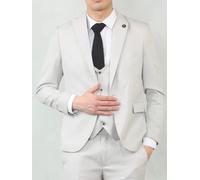 TruClothing Men's 3 Piece Suit Tailored Fit Wedding Prom Formal Textured in Stone | Size: 46R TruClothing Stone 46R