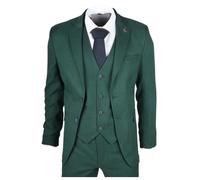 Men's Suit 3 Piece Green Classic Birdseye Wedding Formal Dress - Green 36