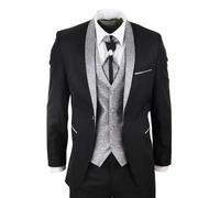 TruClothing Men's 4 PieceBlack Tailored Wedding Suit - Black - 38" Jacket 32" Trousers