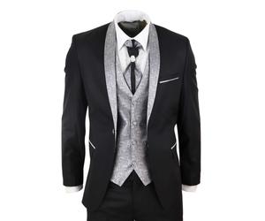 TruClothing Mens 4 PieceBlack Tailored Wedding Suit - Black - Size 50 (Chest)