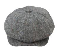 TruClothing 8 Panel Baker Boy Cap Shelby Hat Wool Vintage Tweed Classic Brown Grey Razor - Grey L