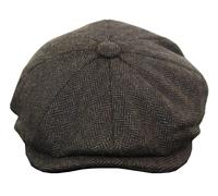 8 Panel Flat Newsboy Grandad Tweed Hat Peaky Blinders TruClothing Dark Brown L
