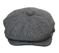 8 Panel Flat Newsboy Grandad Tweed Hat Peaky Blinders TruClothing Grey XL