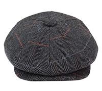 TruClothing Mens 8 Panel Hat Flat Cap Newsboy Grandad Tweed Check Vintage Baker Boy Grey L