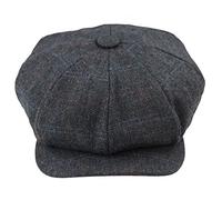 TruClothing Men's 8 Panel Razor Baker Check Flat Cap Peaky Blinders in Grey | Size: Large TruClothing Grey L