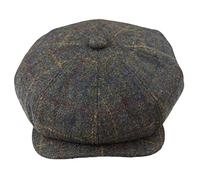 TruClothing Mens 8 Panel Razor Baker Boy Hat Wool Tweed Blinders Newsboy Flat Cap Check - Grey S/M