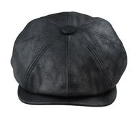 8 Panel Razor Baker Boy PU Leather Hat TruClothing Black S/M