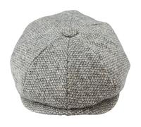 TruClothing 8 Panel Baker Boy Cap Shelby Hat Wool Vintage Tweed Classic Light Grey Razor - Grey M/L