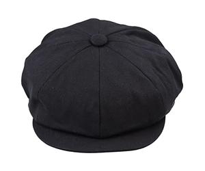 TruClothing Mens 8 Panel Razor Summer Baker Boy Hat Cotton Blinders Newsboy Flat Cap Shelby - Black L/XL