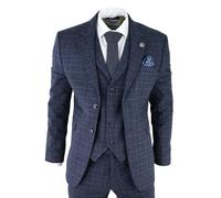 TruClothing Men's AK Collection Herringbone Tweed 3 Piece Suit in Blue | Size: 38R TruClothing Blue 38R