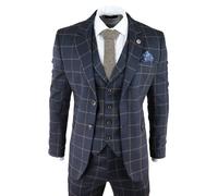 TruClothing Men's AK Collection Herringbone Tweed 3 Piece Suit in Dark Blue | Size: 38R TruClothing Dark Blue 38R