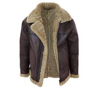 TruClothing Men's Aviator Shearling Sheepskin Bomber Jacket in Brown | Size: 3XL TruClothing Brown 3XL