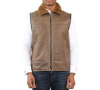 TruClothing Men's Aviator Shearling Sheepskin Gilet in Light Brown | Size: Medium TruClothing Light Brown M