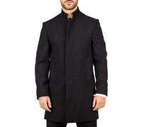 TruClothing Mens Black Stand Collar Wool Blend Overcoat - Size 46 (Chest)