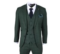 TruClothing Men's Blazer Green Checked Tailored Fit Formal Suit Jacket - Green 44
