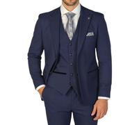 TruClothing Men's Blazer Navy Blue Checked Tailored Fit Formal Suit Jacket - Navy 48