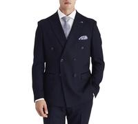 TruClothing Men's Blazer Navy Checked Double Breasted Plaid Tailored Fit Jacket - Navy 52