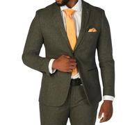 TruClothing Men's Blazer Olive Green Wool Blend Tweed Sport Coat Tailored Fit - Olive 44