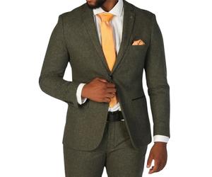 TruClothing Men's Blazer Olive Green Wool Blend Tweed Sport Coat Tailored Fit - Olive 44