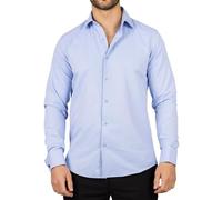TruClothing Men's Blue Long Sleeve Regular Fit Double Cuff Twill Oxford Shirt - Blue 3XL