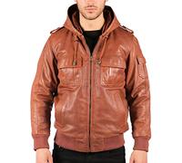 TruClothing Men's Bomber Jacket Outwear Windproof Winter Real Leather Jackets Coat Hood - Timber 3XL