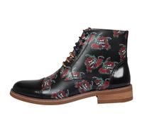 TruClothing Men's Boot Black Oxford Floral Skull Print Lace Up Leather Dress Ankle Boots - Black 11 UK