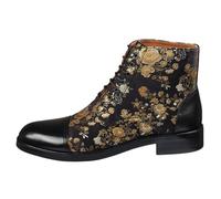 TruClothing Men's Boot Oxford Brogue Floral Print Lace Up Leather Ankle Boots - Black 8