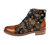 TruClothing Men's Boot Oxford Brogue Floral Print Lace Up Leather Ankle Boots - Brown 8