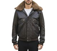 TruClothing Men's Brown Leather Bomber Aviator Style Jacket - 3XL