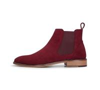 TruClothing Men's Brugundy Suede Leather Slip On Chelsea Ankle Boots - Wine 8