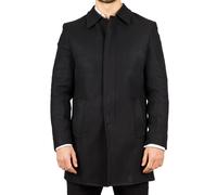 Men's Overcoat Classic Collar Wool Blend Classic Trench Coat Winter Jacket - Black XXL