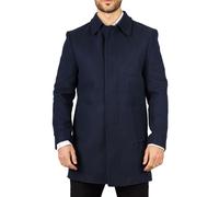 TruClothing Men's Overcoat Classic Collar Wool Blend Classic Trench Coat Winter Jacket - Navy 4XL