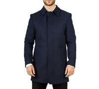 Classic Collar Wool Blend Overcoat Classic Trench Coat Winter Jacket TruClothing Navy 4XL