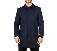 TruClothing Men's Overcoat Classic Collar Wool Blend Classic Trench Coat Winter Jacket - Navy L