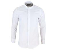 TruClothing Men's White Nehru Classic Round Removable Collar Button Shirt Slim Regular Fit - X-Large - Slim Fit
