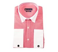 TruClothing Men's Club Collar Shirt With Bar Poplin Pin Check 1920s Blinders - Red - Medium